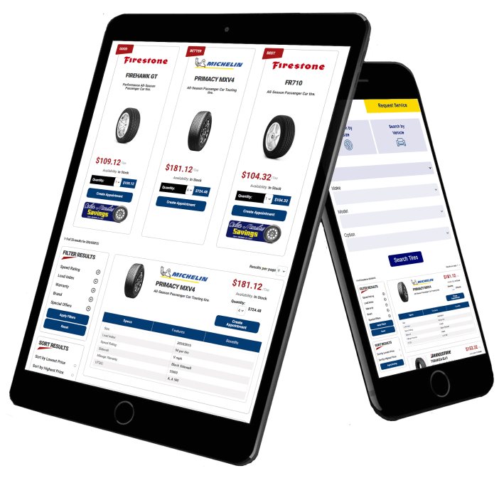 Tiresearch one-script embed with a live tire result preview